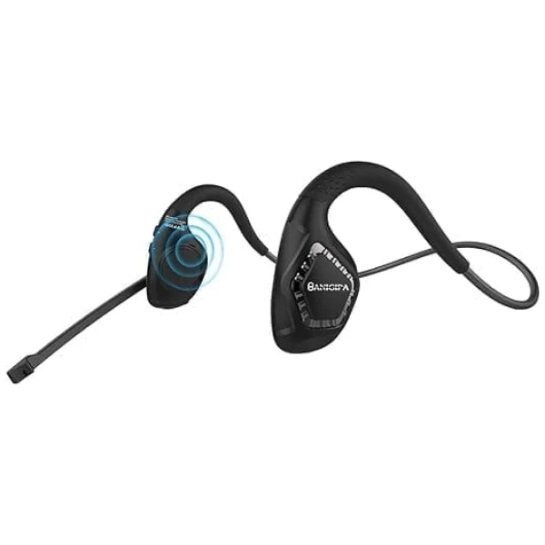 BANIGIPA Open Ear Headphones, Air Conduction Bluetooth Headset, Wireless Earphones Stereo w/Noise-Canceling Boom Microphone, 10 Hrs Playtime, Light and Comfortable for Cell...
