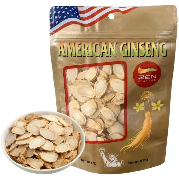 1 Bag of American Wisconsin Ginseng Slices (4oz/Bag) 西洋参/花旗参 Panax Ginseng. Boosts Body Immunity, Energy & Stamina for Man & Women