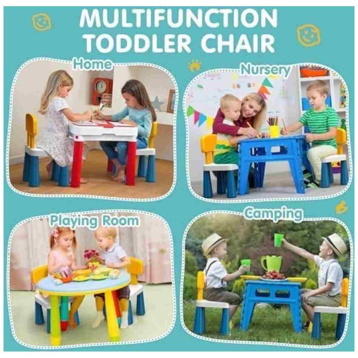 2 Pcs Plastic Toddler Chairs: Kids Chair for Table Birthday Gifts Step Stool Lightweight Indoor Outdoor School Playroom Nursery Beach Camping Activity Small Chair for Kids Boys...