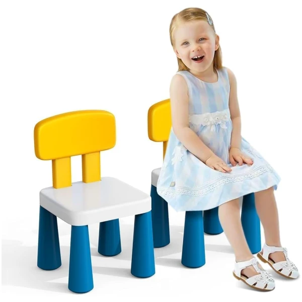 2 Pcs Plastic Toddler Chairs: Kids Chair for Table Birthday Gifts Step Stool Lightweight Indoor Outdoor School Playroom Nursery Beach Camping Activity Small Chair for Kids Boys...
