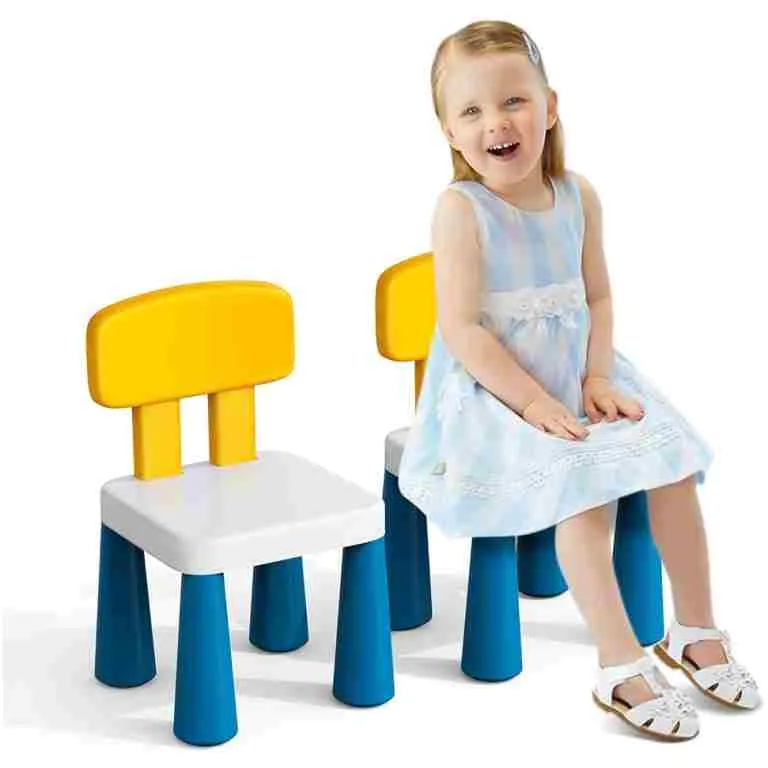2 Pcs Plastic Toddler Chairs: Kids Chair for Table Birthday Gifts Step Stool Lightweight Indoor Outdoor School Playroom Nursery Beach Camping Activity Small Chair for Kids Boys...