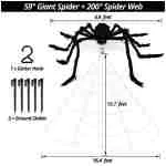 200" Halloween Spider Web + 59" Giant Spider Decorations Fake Spider with Triangular Huge Spider Web for Indoor Outdoor Halloween Decorations Yard Home Costumes Parties Haunted...