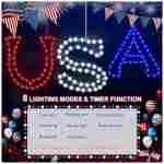 3 Pack 4th of July Window Lights Decorations, 138 LEDs "USA" Sign Memorial Day Decorations Window Silhouette for Independence Day Holiday Indoor Outdoor Tree Wall Door Window...