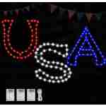 3 Pack 4th of July Window Lights Decorations, 138 LEDs "USA" Sign Memorial Day Decorations Window Silhouette for Independence Day Holiday Indoor Outdoor Tree Wall Door Window...