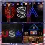3 Pack 4th of July Window Lights Decorations, 138 LEDs "USA" Sign Memorial Day Decorations Window Silhouette for Independence Day Holiday Indoor Outdoor Tree Wall Door Window...