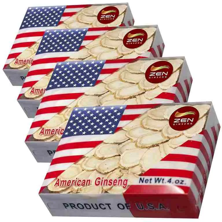 4 Boxes of Hand Selected American Wisconsin Ginseng Slice (16 Oz.) Boost Your Immune System Fast. 西洋参片/花旗参片 (4安4胶盒)