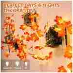4PCS Fall Decor Thanksgiving Decorations for Home Table, Fall Leaves Garland Lights 40FT 80LED Halloween Decorations Indoor Outdoor Fall Home Room Decor Autumn Harvest Party...