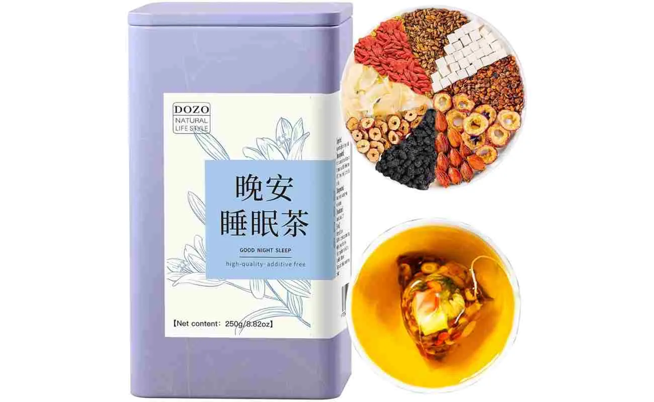 DOZO晚安茶 茯苓酸枣仁茶 8.8oz/250g(30包) 红枣枸杞栀子混合花草茶 安神助眠 酸枣仁茯苓百合...