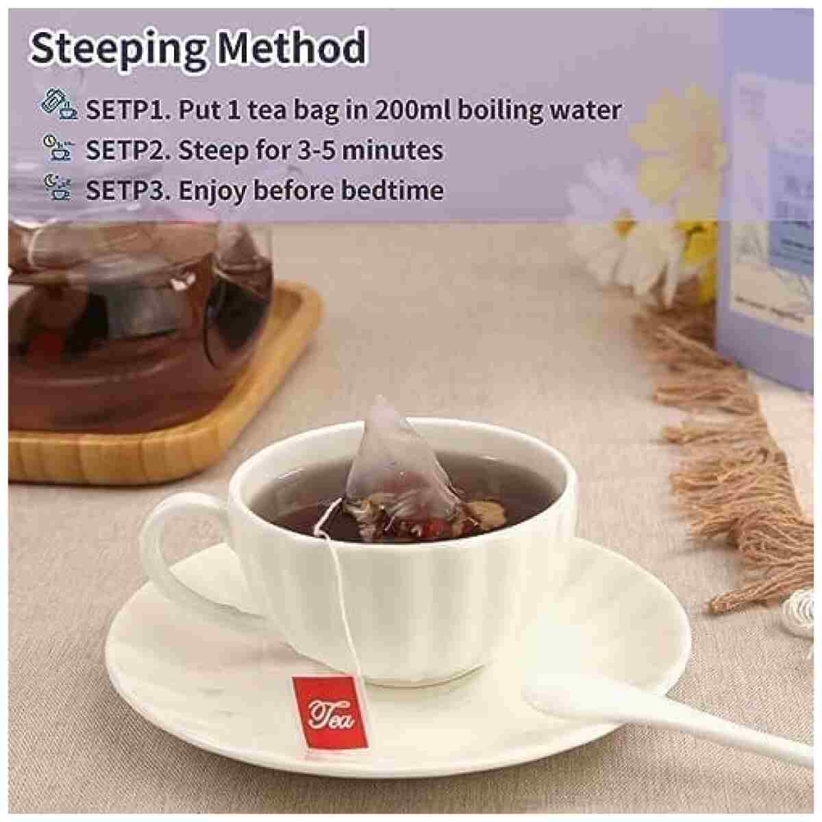 DOZO Good Night Sleep Tea Poria Cocos Sour Jujube Kernel Tea 8.8oz/250g(30bags) Jujube Goji Berry Gardenia Combined Herbal Tea Soothe the nerves and help sleep wellness 酸枣仁茯苓百合...