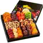 Dried Fruit & Nuts Gift Basket Arrangement Platter, Gourmet Food Snack Box, For Fathers Day, Birthday Care Package, Healthy Kosher - Her Him - 12 Snackberry Assortment (Single)