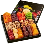 Dried Fruit & Nuts Gift Basket Arrangement Platter, Gourmet Food Snack Box, For Fathers Day, Birthday Care Package, Healthy Kosher - Her Him - 12 Snackberry Assortment (Single)