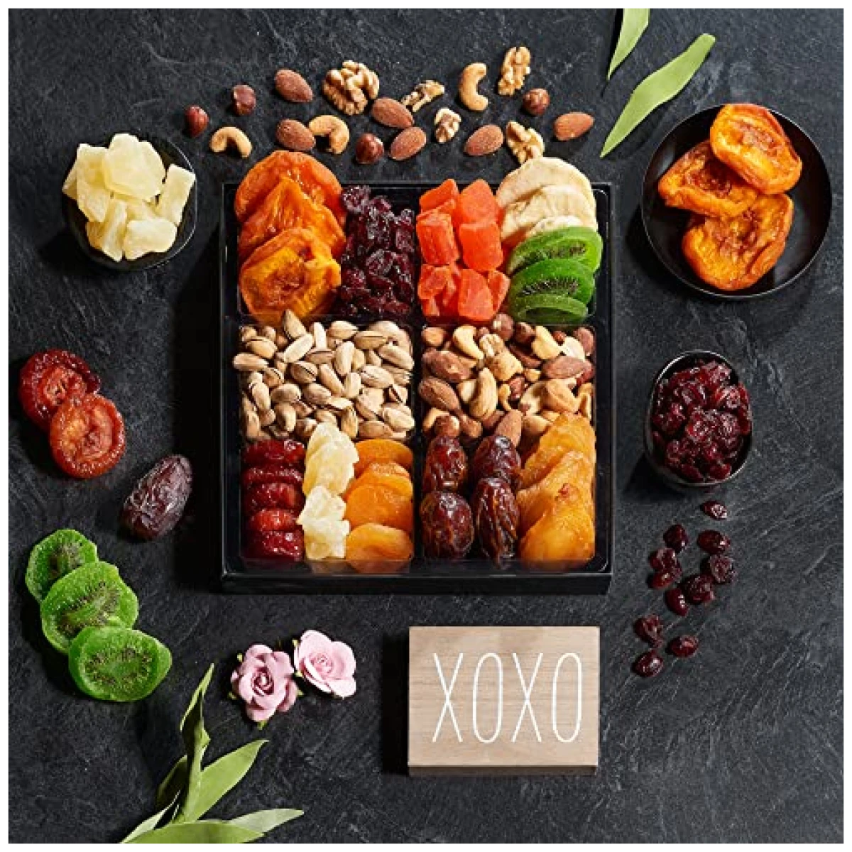 Dried Fruit & Nuts Gift Basket Arrangement Platter, Gourmet Food Snack Box, For Fathers Day, Birthday Care Package, Healthy Kosher - Her Him - 12 Snackberry Assortment (Single)