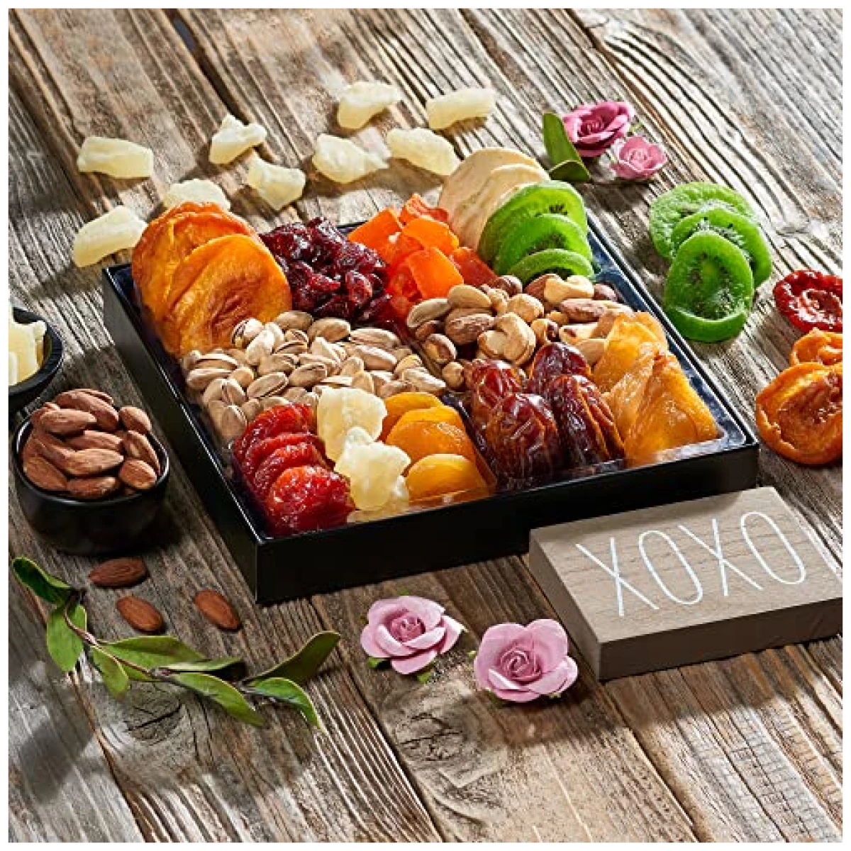 Dried Fruit & Nuts Gift Basket Arrangement Platter, Gourmet Food Snack Box, For Fathers Day, Birthday Care Package, Healthy Kosher - Her Him - 12 Snackberry Assortment (Single)