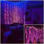 Fairy Curtain Lights - 16-Color Changing String Lights with Remote, 4 Lighting Modes, Ideal for Christmas, Weddings, Parties, Room Decor - Rainbow Backdrop