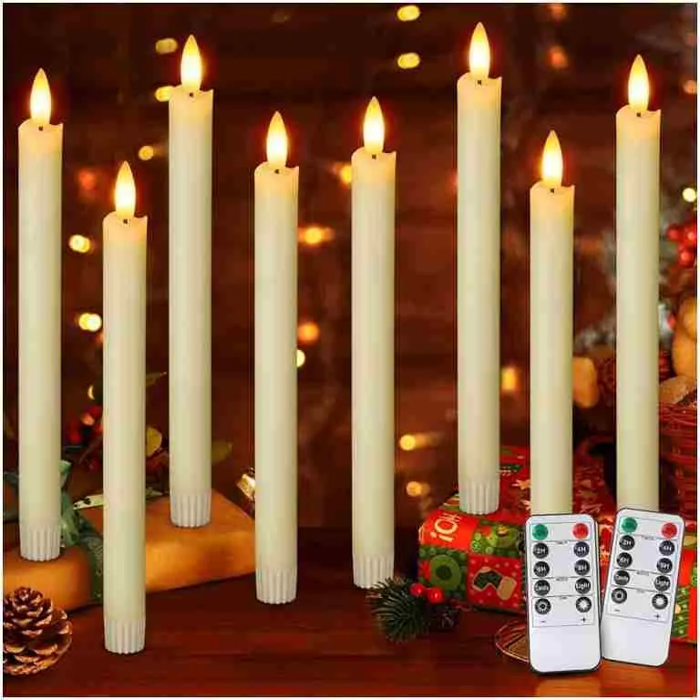 Flameless Candles with Remote: 8 Pack Battery Operated Window Candles 9.6" Real Wax LED Flickering Flameless Taper Candles 3D Wick Lights Halloween Christmas Wedding Birthday...