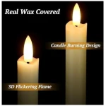 Flameless Candles with Remote: 8 Pack Battery Operated Window Candles 9.6" Real Wax LED Flickering Flameless Taper Candles 3D Wick Lights Halloween Christmas Wedding Birthday...