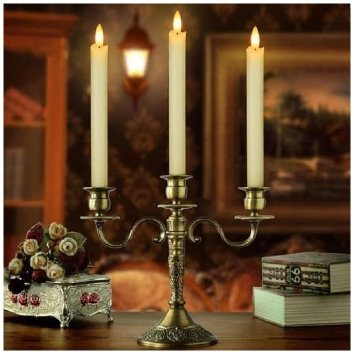 Flameless Candles with Remote: 8 Pack Battery Operated Window Candles 9.6" Real Wax LED Flickering Flameless Taper Candles 3D Wick Lights Halloween Christmas Wedding Birthday...