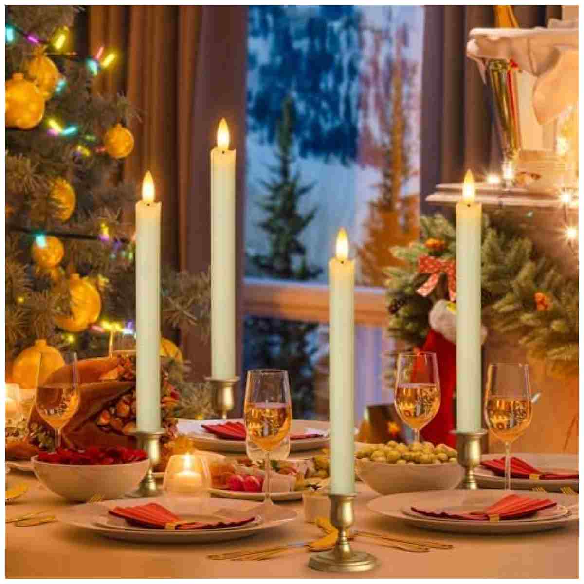 Flameless Candles with Remote: 8 Pack Battery Operated Window Candles 9.6" Real Wax LED Flickering Flameless Taper Candles 3D Wick Lights Halloween Christmas Wedding Birthday...