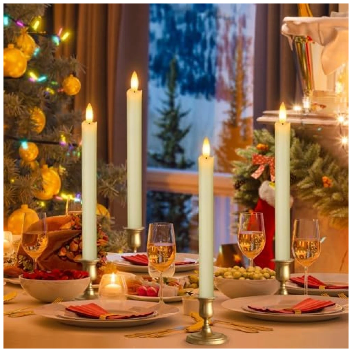 Flameless Candles with Remote: 8 Pack Battery Operated Window Candles 9.6" Real Wax LED Flickering Flameless Taper Candles 3D Wick Lights Halloween Christmas Wedding Birthday...