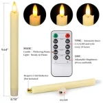 Flameless Candles with Remote: 8 Pack Battery Operated Window Candles 9.6" Real Wax LED Flickering Flameless Taper Candles 3D Wick Lights Halloween Christmas Wedding Birthday...