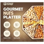 Gourmet Mixed Nuts Gift Basket Mixed Nuts Gift Basket | XL 2 LB Platter Includes 8 Assortments of Premium Nuts - Sleek Bamboo Wood Reusable Platter, Kosher