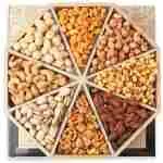 Gourmet Mixed Nuts Gift Basket Mixed Nuts Gift Basket | XL 2 LB Platter Includes 8 Assortments of Premium Nuts - Sleek Bamboo Wood Reusable Platter, Kosher