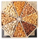 Gourmet Mixed Nuts Gift Basket Mixed Nuts Gift Basket | XL 2 LB Platter Includes 8 Assortments of Premium Nuts - Sleek Bamboo Wood Reusable Platter, Kosher