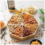 Gourmet Mixed Nuts Gift Basket Mixed Nuts Gift Basket | XL 2 LB Platter Includes 8 Assortments of Premium Nuts - Sleek Bamboo Wood Reusable Platter, Kosher