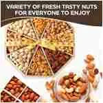 Gourmet Mixed Nuts Gift Basket Mixed Nuts Gift Basket | XL 2 LB Platter Includes 8 Assortments of Premium Nuts - Sleek Bamboo Wood Reusable Platter, Kosher