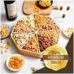 Gourmet Mixed Nuts Gift Basket Mixed Nuts Gift Basket | XL 2 LB Platter Includes 8 Assortments of Premium Nuts - Sleek Bamboo Wood Reusable Platter, Kosher