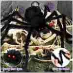 Halloween Decorations Spider Webs: Halloween Spider Web Lights 135 LED Purple Lights 59" Giant Spider Scary Halloween Decorations Outdoor Indoor for Party Garden Home Costumes...
