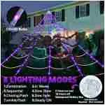 Halloween Decorations Spider Webs: Halloween Spider Web Lights 135 LED Purple Lights 59" Giant Spider Scary Halloween Decorations Outdoor Indoor for Party Garden Home Costumes...