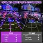 Halloween Decorations Spider Webs: Halloween Spider Web Lights 135 LED Purple Lights 59" Giant Spider Scary Halloween Decorations Outdoor Indoor for Party Garden Home Costumes...