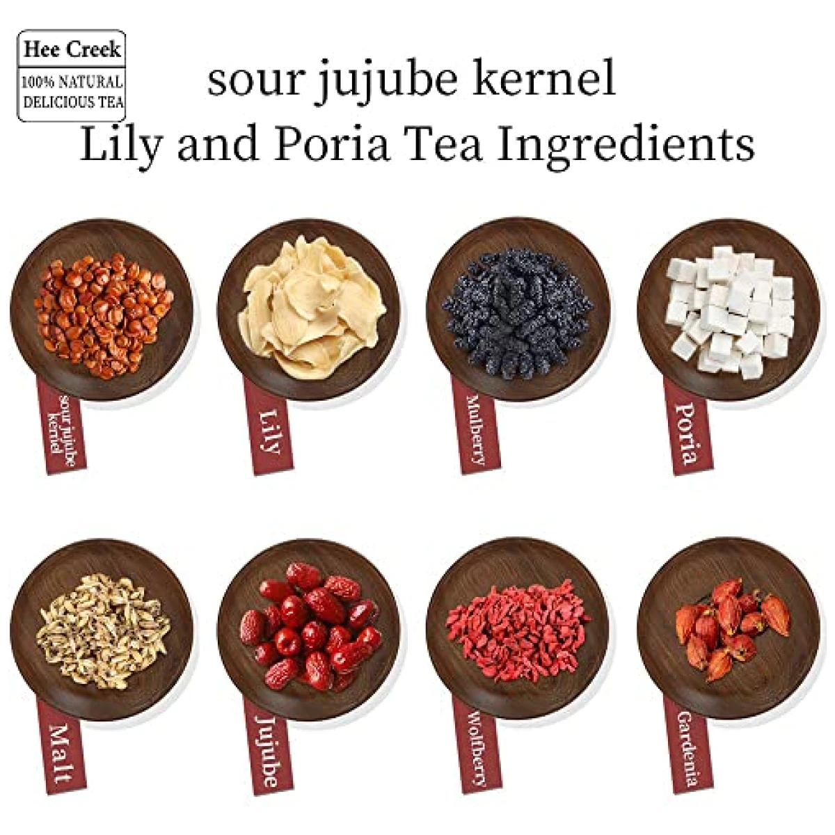 Hee Creek Sour Jujube Kernel Lily and Poria cocos Tea,10.58oz(60 Bags) Sleep Tea, Perfect for Easing into a Soothing Sleep, Poria Cocos, Mulberry，酸枣仁百合茯苓茶 晚安茶