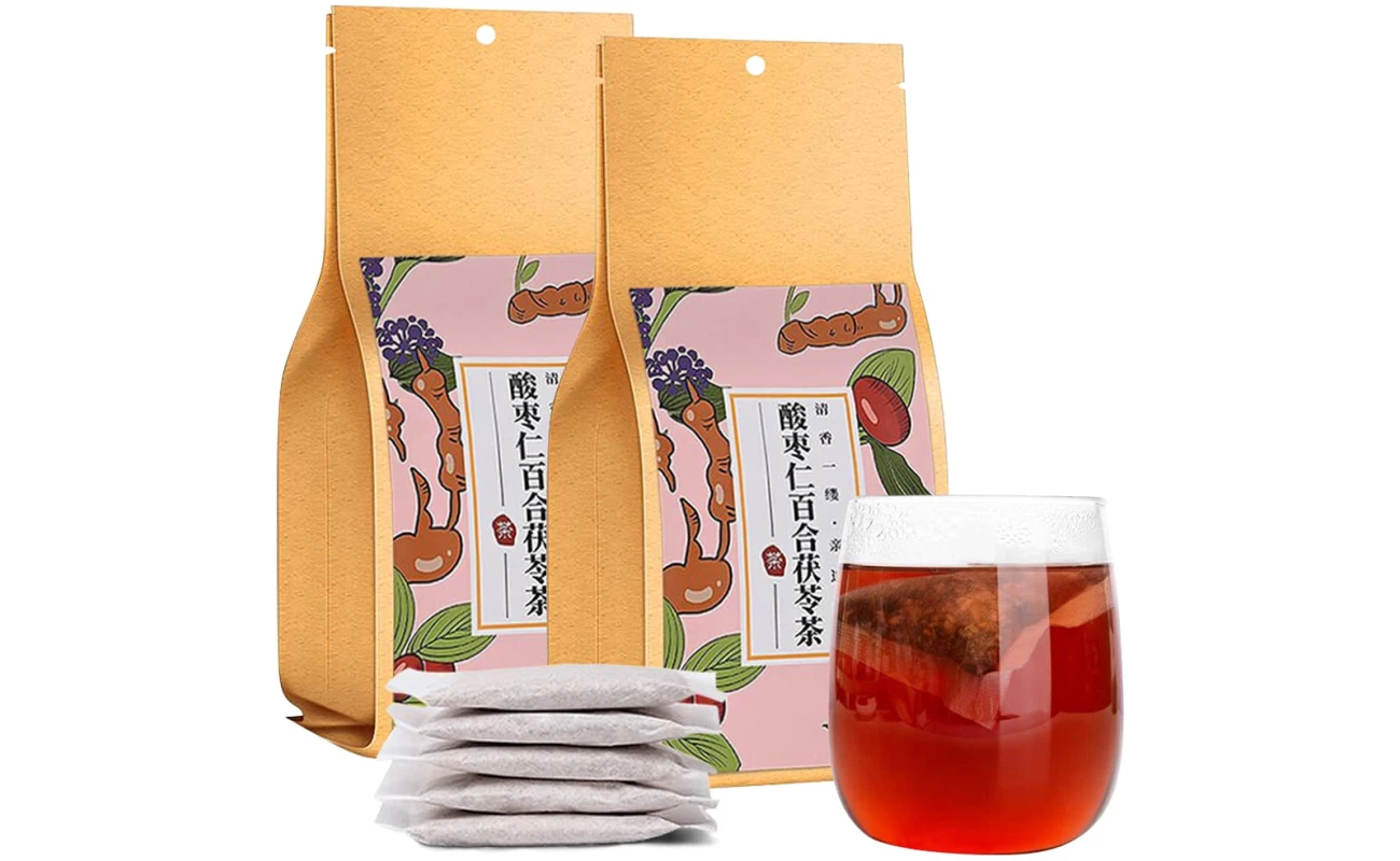 Hee Creek Sour Jujube Kernel Lily and Poria cocos Tea,10.58oz(60 Bags) Sleep Tea, Perfect for Easing into a Soothing Sleep, Poria Cocos, Mulberry，酸枣仁百合茯苓茶 晚安茶