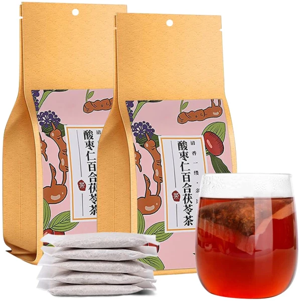 Hee Creek Sour Jujube Kernel Lily and Poria cocos Tea,10.58oz(60 Bags) Sleep Tea, Perfect for Easing into a Soothing Sleep, Poria Cocos, Mulberry，酸枣仁百合茯苓茶 晚安茶