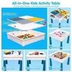 Kids Activity Table Toddlers Kids Table and Chair Set with 152Pcs Large Marble Run Building Blocks All in One Kids Play Table Water Table Sand Table, STEM Toys for Boys Girls 3...