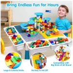 Kids Activity Table Toddlers Kids Table and Chair Set with 152Pcs Large Marble Run Building Blocks All in One Kids Play Table Water Table Sand Table, STEM Toys for Boys Girls 3...