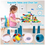 Kids Activity Table Toddlers Kids Table and Chair Set with 152Pcs Large Marble Run Building Blocks All in One Kids Play Table Water Table Sand Table, STEM Toys for Boys Girls 3...