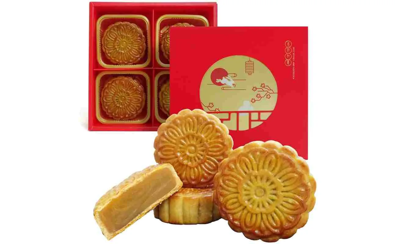 KWOLYKIM 广式月饼 莲蓉味 2024 中秋月饼 每个 3.5 盎司，4 件套 莲蓉味月饼 100 克 四个