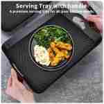 Plastic Tray with Handles, 2 Pack Multi-Purpose Rectangular Non Slip Restaurant Serving Trays Set for Parties, Coffee Table, Kitchen (12.2x16 inch)