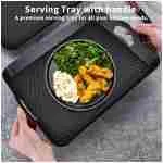 Plastic Tray with Handles, 2 Pack Multi-Purpose Rectangular Non Slip Restaurant Serving Trays Set for Parties, Coffee Table, Kitchen (12.2x16 inch)