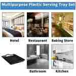 Plastic Tray with Handles, 2 Pack Multi-Purpose Rectangular Non Slip Restaurant Serving Trays Set for Parties, Coffee Table, Kitchen (12.2x16 inch)