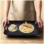 Plastic Tray with Handles, 2 Pack Multi-Purpose Rectangular Non Slip Restaurant Serving Trays Set for Parties, Coffee Table, Kitchen (12.2x16 inch)