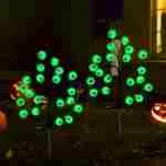 Solar Halloween Eyeball Pathway Lights Decorations, 3D Lighted Eyeball Stake Lights, 2 Pack 40 LED Halloween Lights, Outdoor Waterproof for Garden, Pathway and Yard Decoration