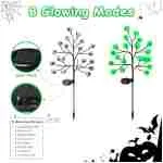 Solar Halloween Eyeball Pathway Lights Decorations, 3D Lighted Eyeball Stake Lights, 2 Pack 40 LED Halloween Lights, Outdoor Waterproof for Garden, Pathway and Yard Decoration