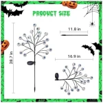 Solar Halloween Eyeball Pathway Lights Decorations, 3D Lighted Eyeball Stake Lights, 2 Pack 40 LED Halloween Lights, Outdoor Waterproof for Garden, Pathway and Yard Decoration