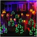 Solar Halloween Eyeball Pathway Lights Decorations, 3D Lighted Eyeball Stake Lights, 2 Pack 40 LED Halloween Lights, Outdoor Waterproof for Garden, Pathway and Yard Decoration
