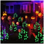 Solar Halloween Eyeball Pathway Lights Decorations, 3D Lighted Eyeball Stake Lights, 2 Pack 40 LED Halloween Lights, Outdoor Waterproof for Garden, Pathway and Yard Decoration