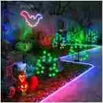 Solar Halloween Eyeball Pathway Lights Decorations, 3D Lighted Eyeball Stake Lights, 2 Pack 40 LED Halloween Lights, Outdoor Waterproof for Garden, Pathway and Yard Decoration